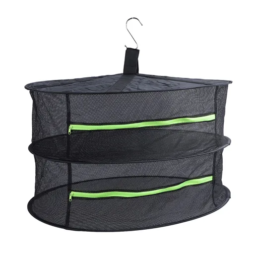 Herb Drying Rack with Zipper Opening Multi Layer Multipurpose Hanging Plant Dryer Net for Grow Tents Fruits Vegetables 2 layers