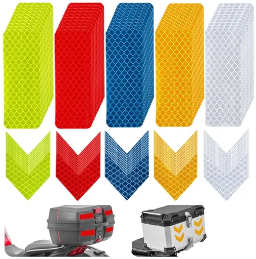 100 pieces - reflective stickers - reflective tape - reflective safety warning strips - reflective strips - waterproof - for bicycles, helmets, cars, mailboxes, backpacks, trailers and outdoor equipment - rectangle and arrow