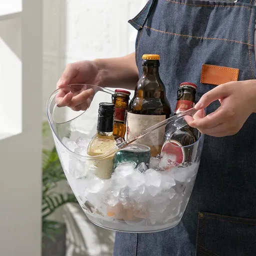 Plastic Ice Bucket for Parties, Bar, Home, Kitchen, Outdoor Etc, Champagne Bucket for Beer Wine , Fruit Clear
