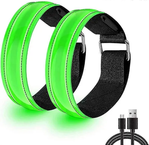 LED Armband- 2 Pack Rechargeable Running Light for Runners, High Visibility Reflective Armbands for Running Accessories