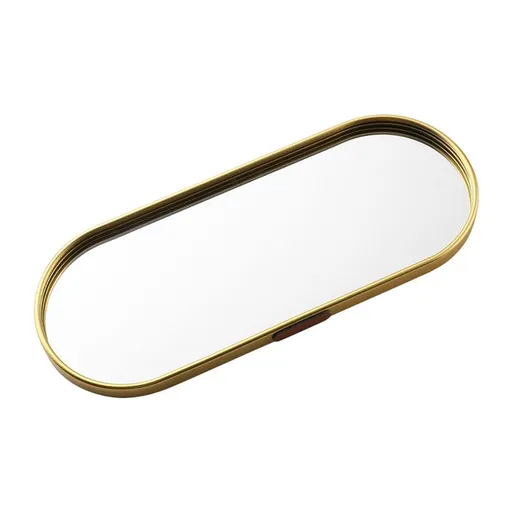 Mirrored Bathroom Vanity Tray,Gold Decorative Organizer Tray, Jewelry Perfume Trays for Dresser Makeup Holder for Women (Oval-medium size)