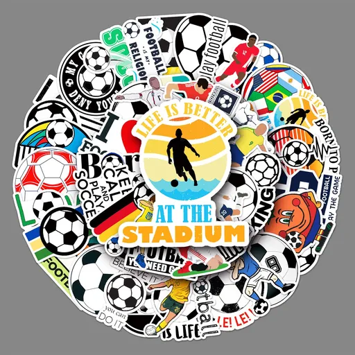 50 Pcs Soccer Stickers for Water Bottles Sports Stickers Bulk for Kids Adults Boys Soccer Party Favors Decorations Gifts Fans