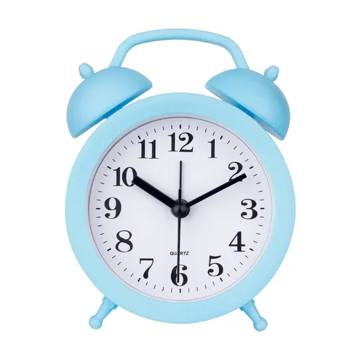 Children's Twin Bell Alarm Clock with Analogue Display, Battery Powered Bedside Clock for Bedroom, Study Desk and Gift Giving, Blue