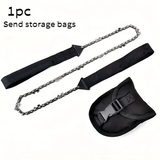 1pc Survival Equipment - 65 Manganese Steel Pocket Saw - Outdoor Survival Hand Pull Saw - Manual Hand Steel Rope Chain Saw - Emergency Kit - No Electricity Hand Tool Black 1pc