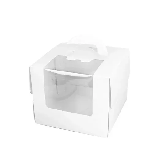 8 Inch Cake Box with Window Paper Packaging Box Handle for Party Wedding Bakery - 10PCS
