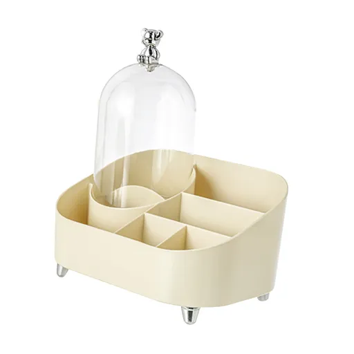Vanity Makeup Organizer Large Capacity Multi Compartments Countertop Cosmetic Organizer with Cover for Makeup Brush Cosmetics