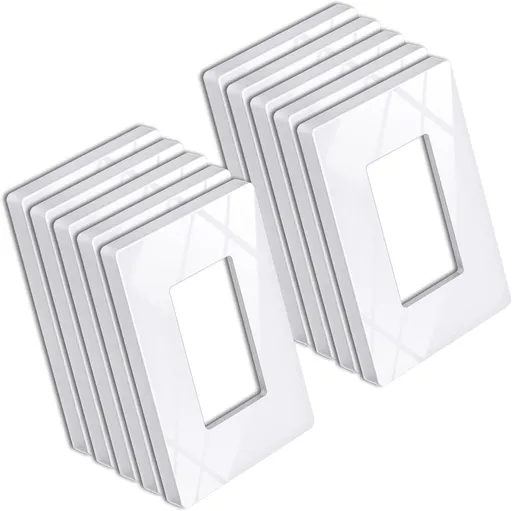 10 Pack of 1-Gang Screwless Wall Plate, USWP6 Gloss Snow White Series, Decorator Outlet Cover, 11.91cm x 7.39cm, Switch Plate Cover for Light Switch, Dimmer, GFCI, USB Receptacle