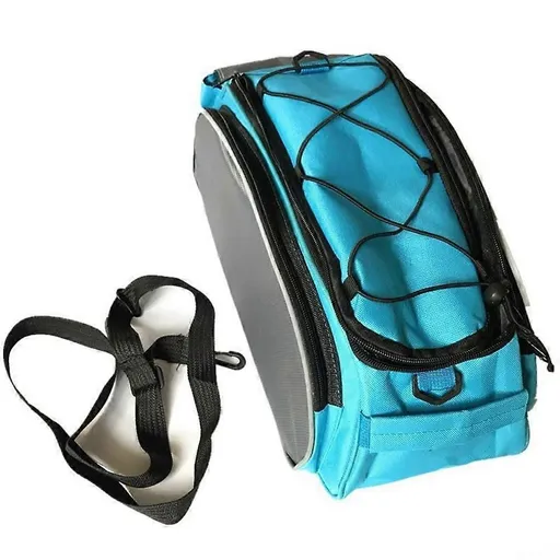 Large Capacity Waterproof Bike Saddle Bag for Electric Bikes with Reflective Strip and Shoulder Strap - Blue