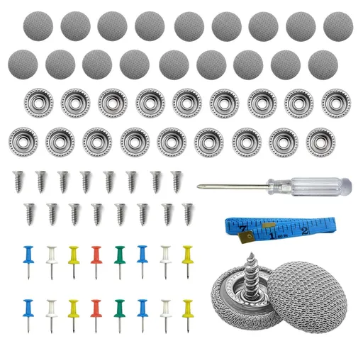 60PCS Car Roof Headliner Repair Kit, Auto Roof Snap Rivets Retainer for Interior Cloth Fixing Repair Buckle (Grey Grid)