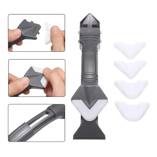 3 in 1 Silicone Caulking Tools, Glass Glue Angle Scraper, Stainless Steelhead Caulk Remover and Sealant Scraper, for Kitchen