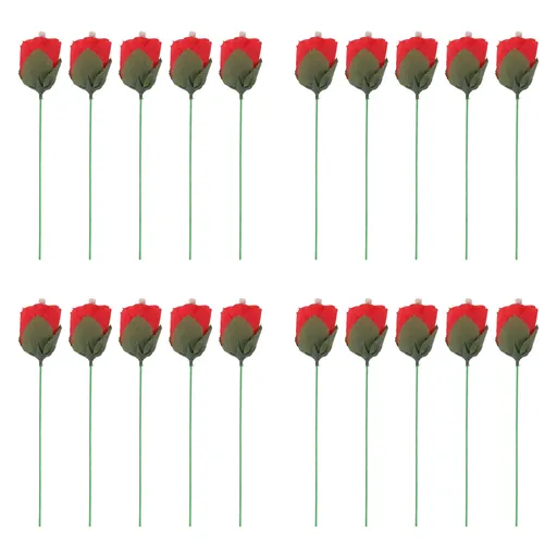 20 Pcs Flame Appearing Rose Exquisite Flower Rose Tricks Toys Professional Magician Props for Parties Performances