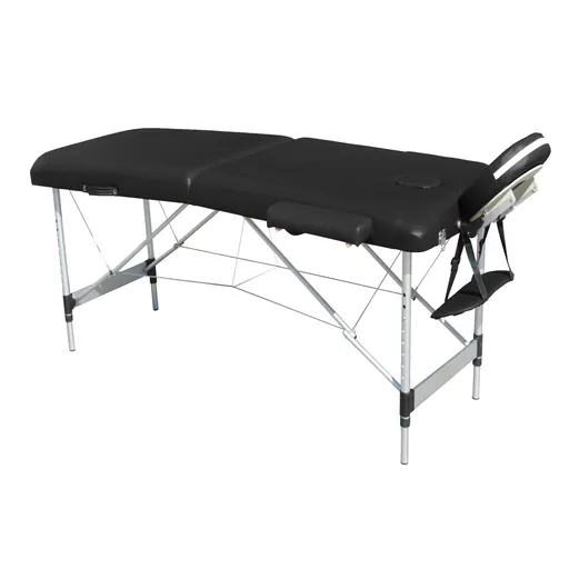 YES4HOMES 2 Fold 6cm Thickness Foam Portable Aluminium Massage Table Massage Bed Beauty Therapy Black