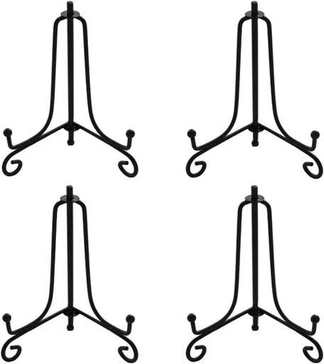 3.5 Inch Black Mini Iron Stand Cookie Holder Display Stand Place Card Holder Display Easels at Weddings, Birthday Party (4 pack)
