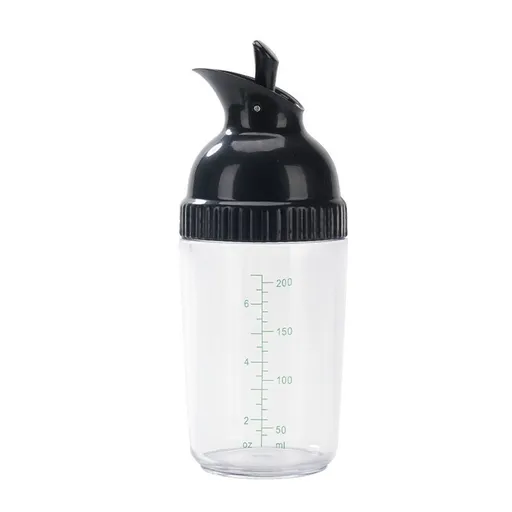 Leak Resistant Salad Dressing Shaker Bottle, BPA Free Plastic Mixing Container with Pour Spout for Sauces, Black