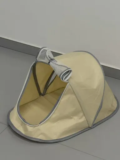 Pet Tent House for Cats & Dogs 68x35x30cm Beige,Portable Light‑weight Pet Cave Bed,Sun‑resistant Shelter for Indoor & Camping Picnic Outdoor Activities,Great for Christmas Halloween Decor & Holiday Present