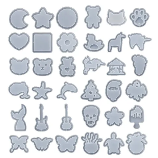 36pcs Animals Quicksand Mold Handmade Pendant Silicone Mold Resin Casting Mold for DIY Keychain Jewelry Non-stick