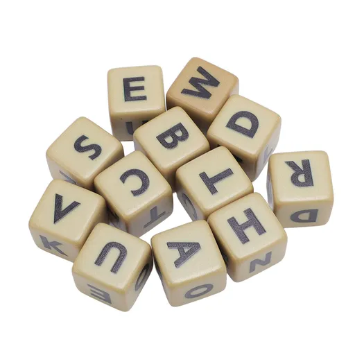 6 Sided Dice Crossword Game 12 Dice Letters Set Word Games Creative Game English Letter Dice with Case for Camping Education