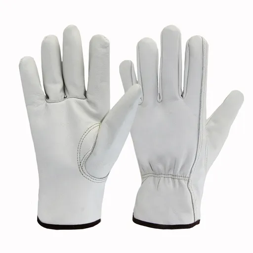 Leather craft Driver Gloves, Gardening gloves for maximum protection Durable & Comfort Welding, Farm, Ranch, White（XL）