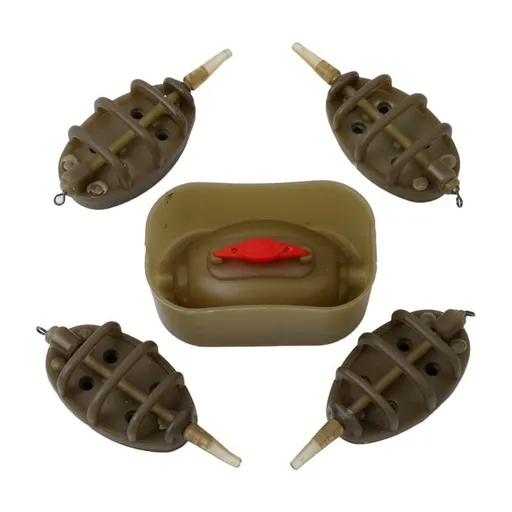 Inline Method Feeder Set Carp Fishing Tackle 4 Inline Method Feeders with 1 Rubber Mould Carp Fishing Accessories