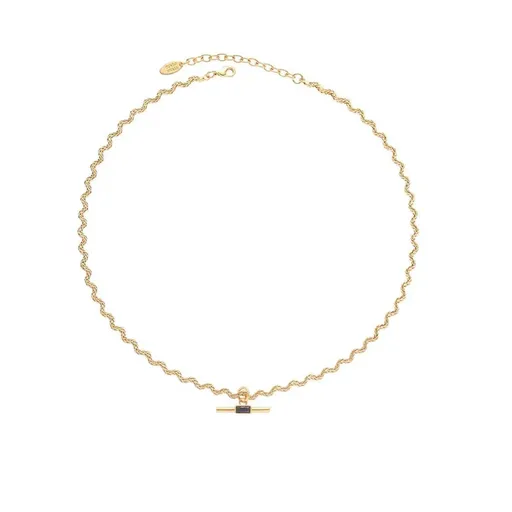 Vintage Retro Style Curved Chain Necklace for Women Fashion Jewelry Accessory - Black