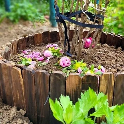 Garden Lawn Edging Fence Wood Coffee 1 Set Decorative Garden Border Natural Atmosphere