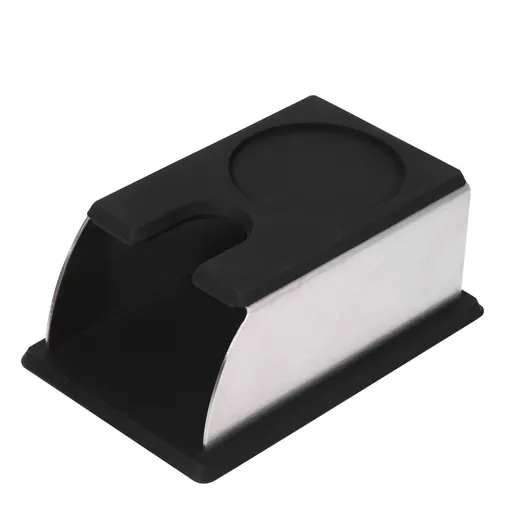 Coffee Tamper Holder Coffee Powder Maker Stand Rack Tool Stainless Steel Silicone (Black)
