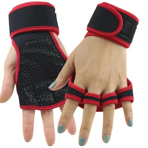 Fingerless Weight Lifting Gloves with Wrist Support – Breathable Gym Gloves for Men & Women, Ideal for Fitness Training, Weightlifting & Cross Workout - Red XL