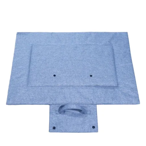 Dog Travel Mat for Camping Portable Waterproof Lightweight & Outdoor Easy Clean Pad Foldable into Compact Carry Bag（S:70*50cm denim blue）