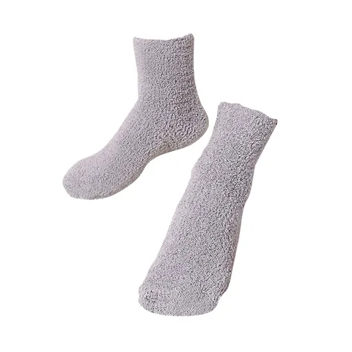 Mens Warm Bed Socks 1 Pair Thick Fuzzy Sleep Socks Grey 9.8×2.8×0.2in
