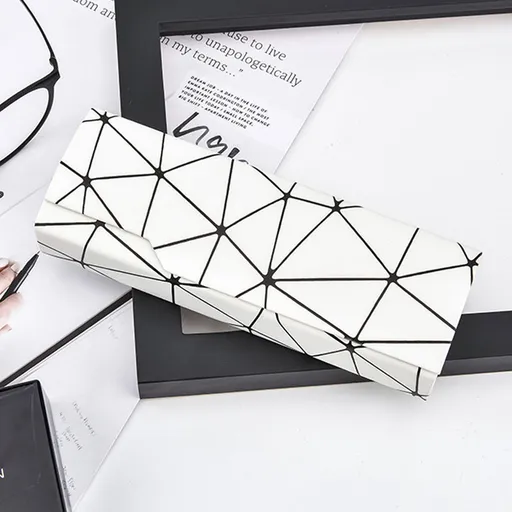 Premium Eyeglass Case - Retro Japanese Style - Sunglass Storage - Fashionable Geometric Pattern - Stylish Eyeglass Case - Durable and Shock-Resistant - Unisex - White
