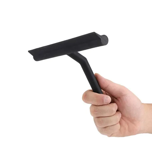 Window Shower Squeegee Scraper Scrubber Rubber Blade with Holder for Mirror Bathroom Kitchen Car Doors Glass Black