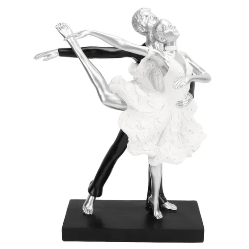 Couple Dancing Sculpture Modern Simple Innovative Resin Hand Crafted Couple Dancing Abstract Statue Silver Ballet Dance for Two People
