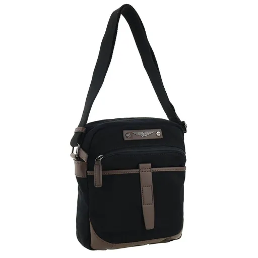 POLICE Wings Mens Canvas Crossbody Bag in Black