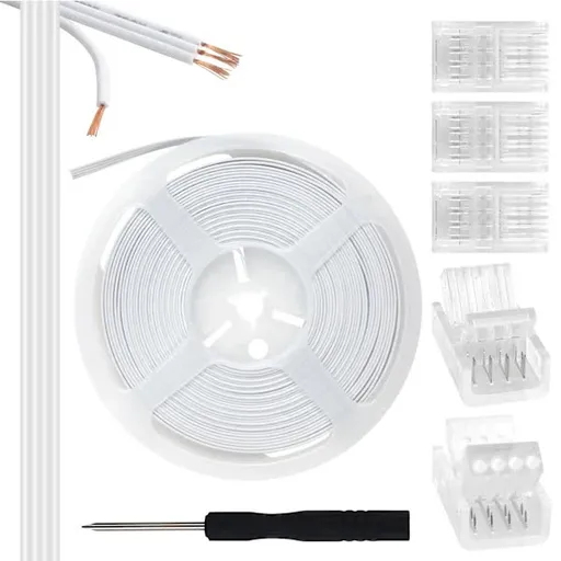 Pin 10mm RGB LED Strip Connector Kit, 5-Pack Crystal Strip Connectors with Screwdriver and 10m Cable for 10mm RGB 5050 2835 LED Strip Light