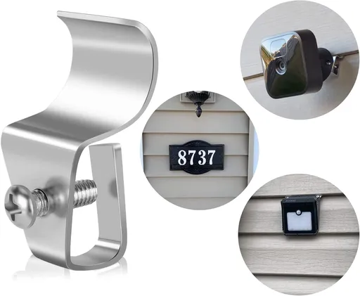 Vinyl Siding Clips,20-Pack No-Hole Outdoor Camera Mount,Vinyl Siding Hanger for Blink, Arlo, Ring, No-Damage, No Drilling, Weatherproof-304 Stainless Steel Home Siding Hooks - New Upgrade
