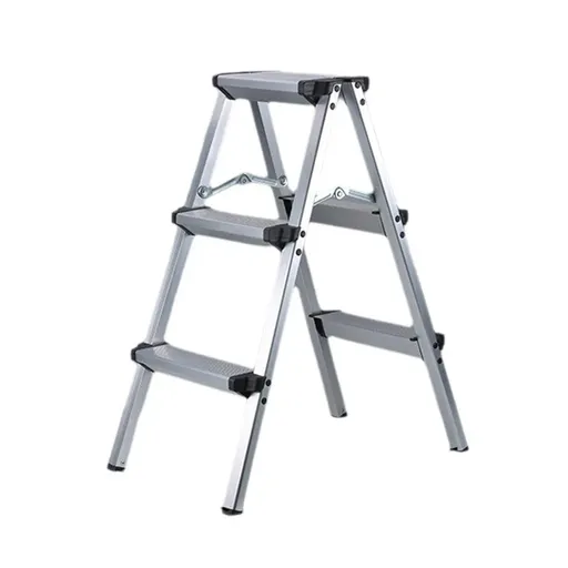 Portable Aluminium 1-3 Step Folding Ladder Anti-Slip Frame Stool for Home Use - 3 Step Folding Ladder