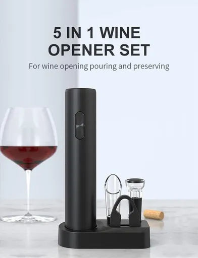 Wine Opener, Automatic Wine Corkscrew Opener, Electric Wine Opener Cordless Set Aerator stopper Rechargeable Wine lovers gift