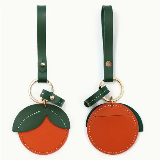Leather Keychain Holder Case Compatible, Cute Protective Air Tag Cover With Keychain Ring, Anti-Scratch Finder Tracker Case （2pcs）