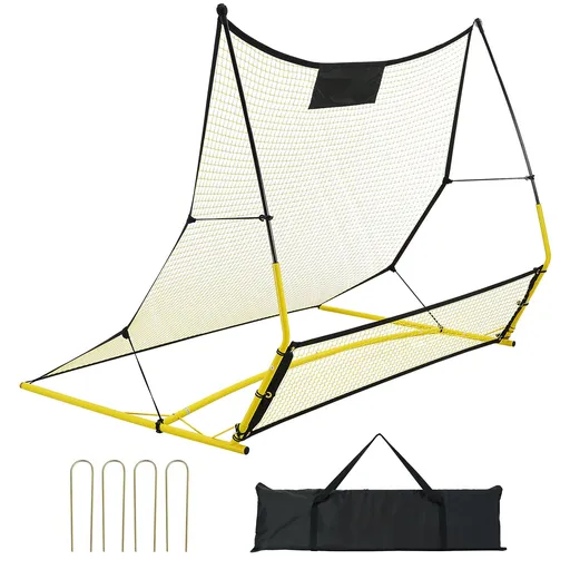 Soccer Trainer, 2-IN-1 Portable Soccer Rebounder Net, Iron Soccer Practice Equipment, Sports Football Rebounder Wall with Portable Bag, Perfect for Team Solo Training, Passing, Volley