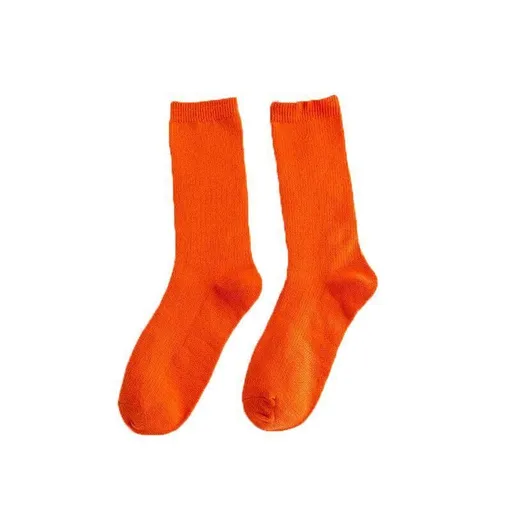Olid Pure Colour Formal Socks Cotton Fashion Casual Breathable Crew Socks - Orange 1 Pair