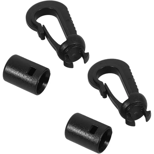 2PCS Black Plastic Bungee Cord Hooks, Kayak Canoe Rigging Buckle Hooks, Wear Resistant Elastic Rope End Fixing for Boat Seats