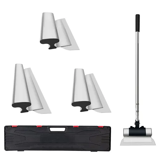 Skimming Blade Set,10"+16"+24" Blades + 35"-78" Extension Handle，European Stainless Steel Construction Knife, Aluminum Blade Profile Smoothing Knockdown Spatula for Gyprock/Drywall/Wall-Boa