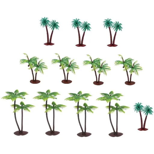 12-Pack Miniature Palm Tree Models for Crafts, Plastic Landscape Decorations Ideal for Indoor and Outdoor Use
