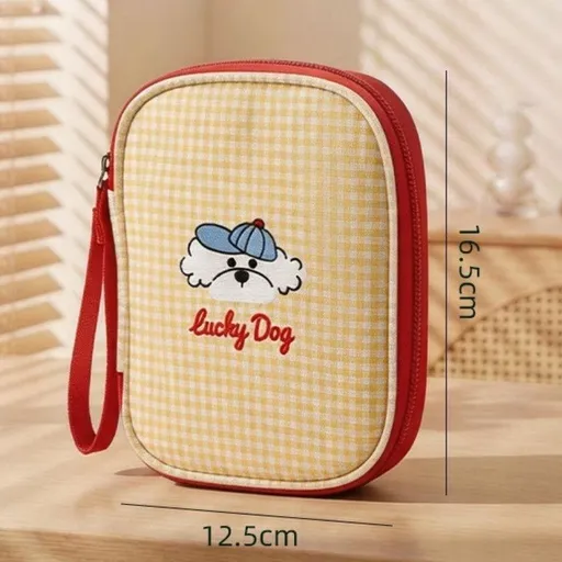 Cute Puppy Portable Medicine Bag, Travel First Aid Kit, Outdoor Emergency Pill Storage Organizer—Yellow