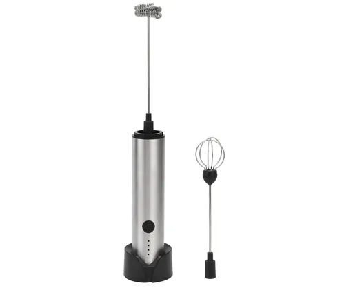 Stainless Steel Electric Milk Frother, Handheld Egg Beater, USB Charging, Mini Mixer