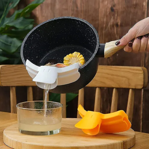 2pcs Kitchen Dedicated Spill Proof Round Edge Pot Deflector Pour Soup Funnel,duckbill Diversion Mouth Funnel,kitchen Pour Soup Strainer Deflector Tool