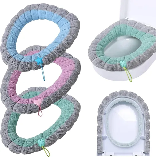 Toilet Seat Covers Set of 3 Universal with Handles Soft Comfortable for Bathroom Use