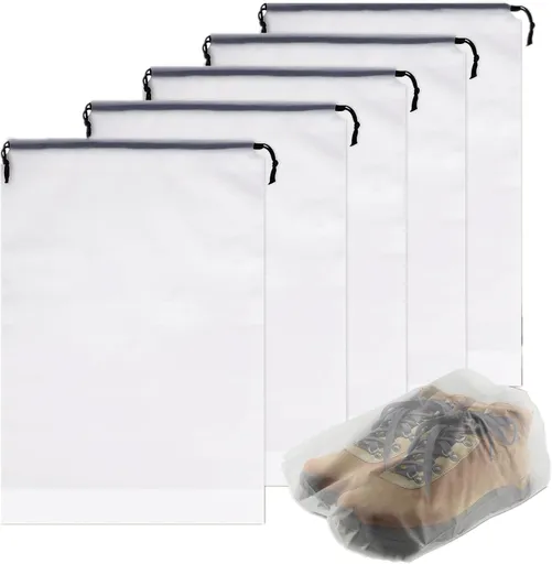 Store 10 Pack Transparent Shoe Bags 40x30 cm for Travel Large Clear Shoes Storage Organizers Pouch with Rope for Men and Women Home Storage Water-Resistant