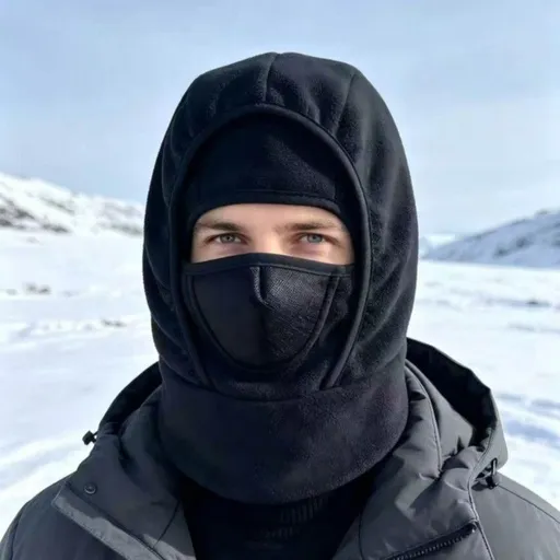 Fleece-Lined Thermal Balaclava, Windproof Face & Neck Cover Hat for Skiing, Cycling, and Outdoor Sports—Black