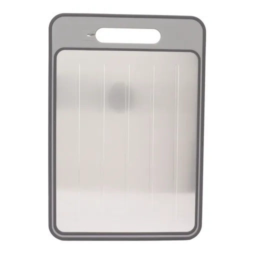 Defrosting Tray Double Sided Grinding Thawing Cutting Board with Sharpener for Frozen Meat Grey